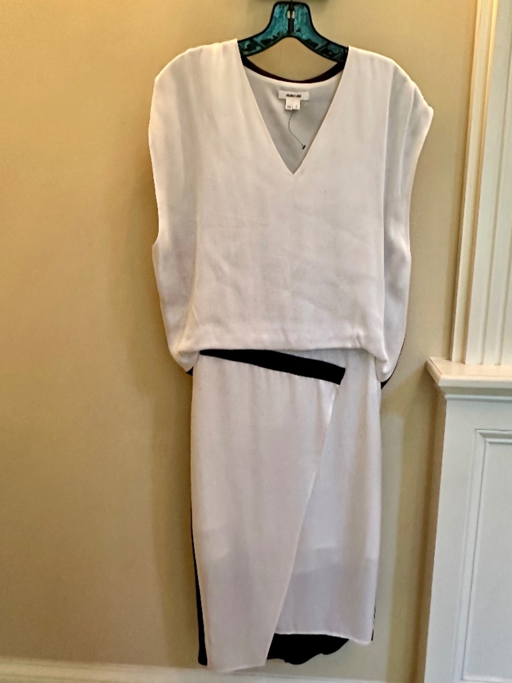 Asymmetrical black and white dress by Helmut Lang